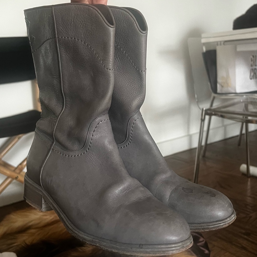 Chanel Gray Short Boots